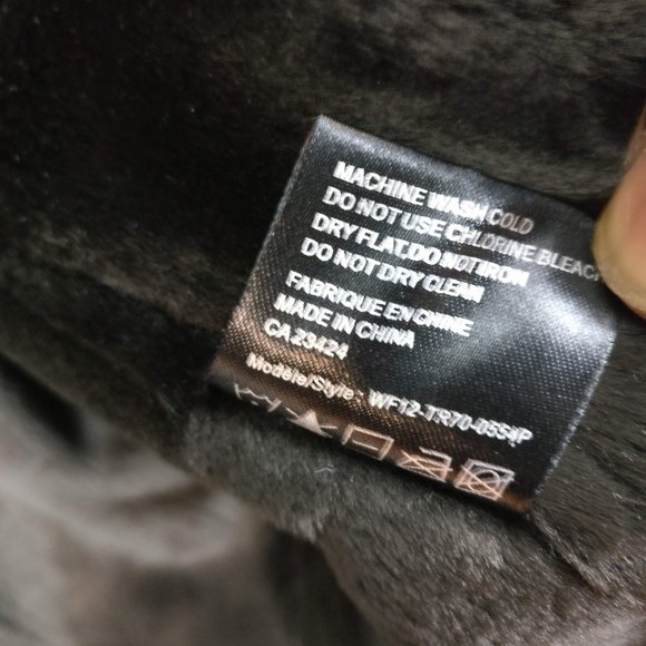 Hooded Natural Suede Full Long Coat with pleather trims and pockets, Brown sz.14 - Picture 11 of 12